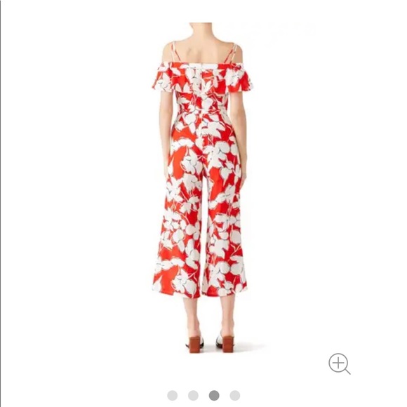 J.O.A Los Angeles Anthropologie red white floral long romper jumpsuit S Rare EUC - Picture 4 of 8
